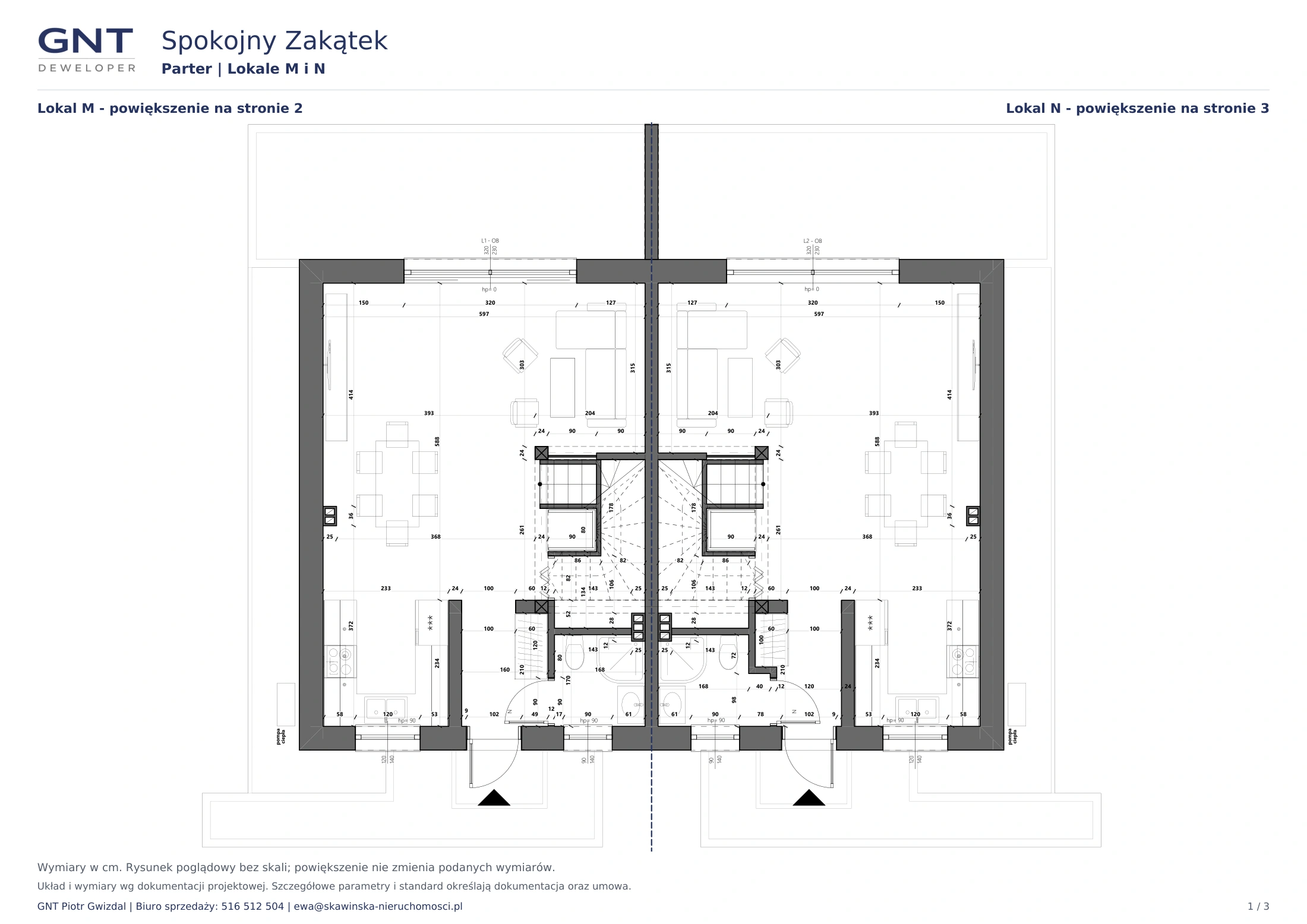 Rzut parteru mieszkań M i N