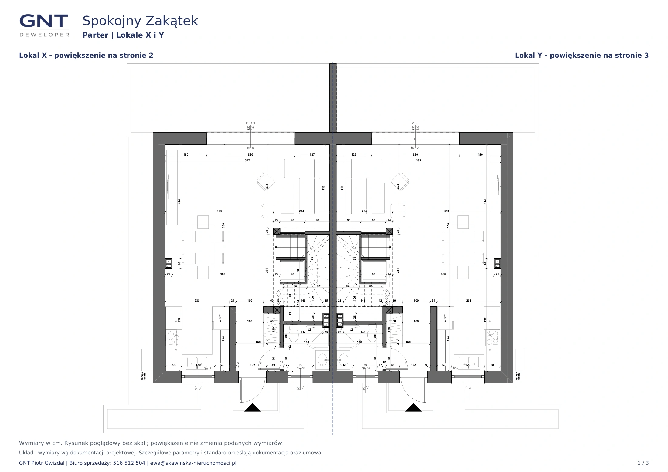 Rzut parteru mieszkań X i Y
